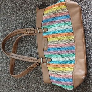 Rosetti multi color knit pebble leather purse